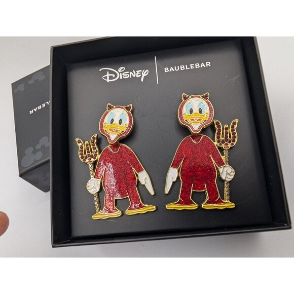 BAUBLEBAR x Disney Earrings Devil Donald Duck Enamel Rhinestones Halloween - Picture 3 of 8
